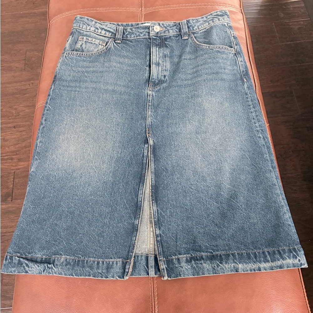 Mango Classic Blue Denim skirt size large